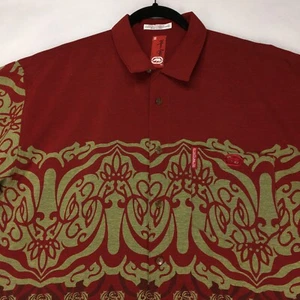 MARC ECKO 72 Men's Hawaiian shirt Size Large Red Front Pocket - Picture 1 of 13
