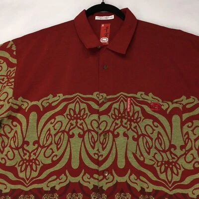 Camisa havaiana masculina MARC ECKO 72 tamanho grande vermelha bolso frontal - Imagem 1 de 4