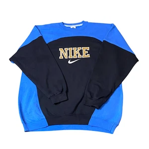 Nike Reworked Sweatshirt Herren XL blau schwarz bestickt Spruch Logo Vintage Y2K - Bild 1 von 4