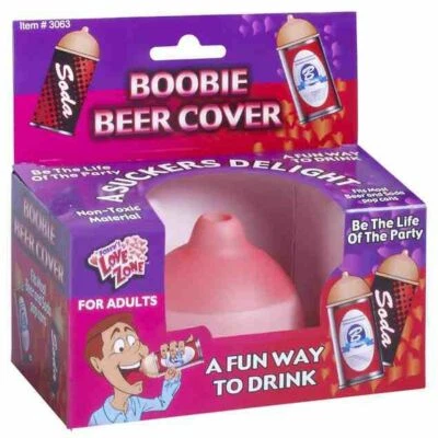 FORUM Funny BOOBIE BEER COVER Soda Can Top Rubber Nipple Joke Boob Bachelor Party Gag
