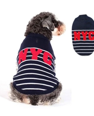 NEW! Kyeese NYC Dog Sweater Navy/Red with White Acrylic Sz Med - Image 1 of 4