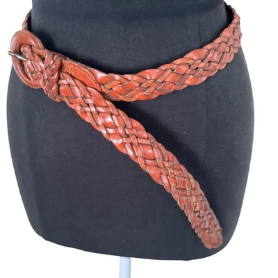 Женский винтажный кожаный плетеный ремень сделано в Турции 41 дюйм длинный регулируемый OS - Изображение 1 из 4