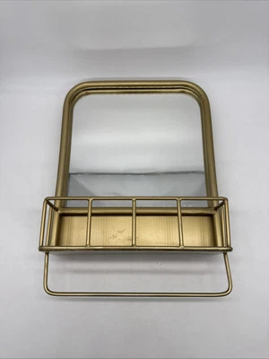 "Organizador de espejo colgante de metal dorado para baño o cualquier habitación 14"" x 10"" sólido" Foto 1 de 4