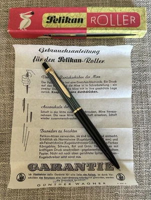 1960's Pelikan 455 Ballpoint Pen, Black & Green w/Rolled Gold Trim, w/Box Papers - Image 1 of 4