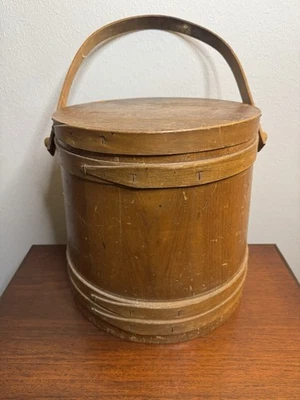 Vintage Large Firkin Wooden Sewing Bucket (12” Tall) - Image 1 of 4