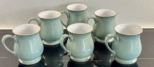 Denby Regency Green x 6 Craftsman Mugs Vintage Stoneware Hardly Used Excellent - Picture 1 of 23