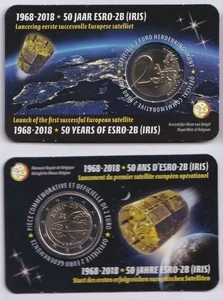 2 Euro Gedenkmünze Belgien 2018 - 50 Jahre Satellit ESRO-2B - Coincard flämisch  - Bild 1 von 1