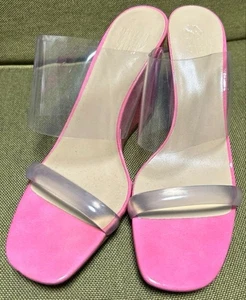 Maryam Nassir Zadeh Clear Wedge Sole Sandals NylonxLeather Pink Size 35 1/2 - Picture 1 of 6
