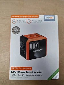 (22) Gadjet 3port Power Travel Adapter, 3.1A 15W Charger, New - Picture 1 of 3