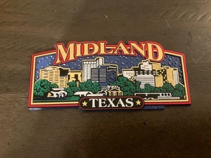 Midland Texas Skyline Vintage Rubber Refrigerator Magnet 4.25 x 2" - Picture 1 of 2