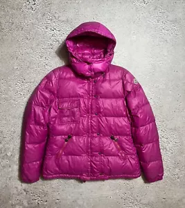 Moncler Women’s Size 4 Pink Puffer Jacket Hooded Goose Down Winter Coat - Picture 1 of 16