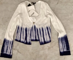 Maje Knit Ribbed Twinset Cardigan & Tank Ecru Blue Tie Dye Size 1 - Picture 1 of 4