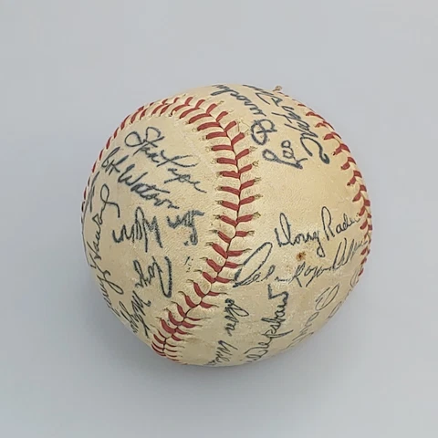 Houston Astros Team Facsimile Autograph Baseball 1971 (?) Leather Ball Cover
