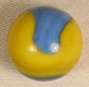 AKRO AGATE CORKSCREW MARBLE YELLOW & BLUE 1" NM #2 - Picture 1 of 4