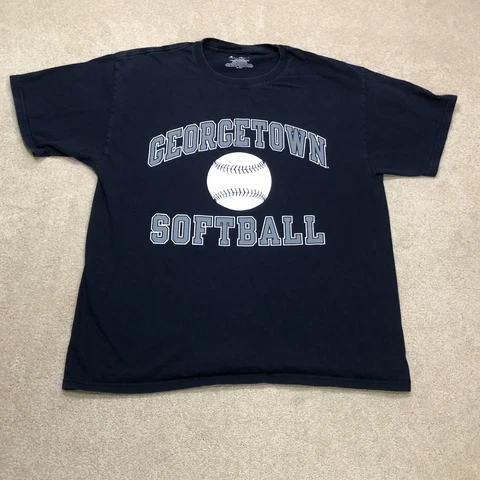 Georgetown Hoyas Softball T Shirt Mens Large Blue Champion Cover