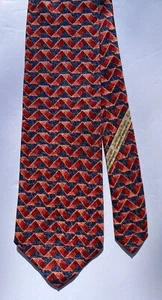 Corbata Ermenegildo Zegna Roja Azul Chevron Abstracta Seda Profesional Italia - Imagen 1 de 5