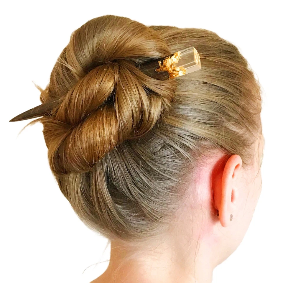 HAIR STICK WOOD HANDMADE WOODEN HAIR PIN HAIR CLIP BARRETTE BUN HOLDER - Image 1 of 4