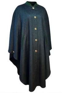 Tache météo gris loden cape poncho manteau traditionnel Pellerine manteau pour femme - Photo 1/9