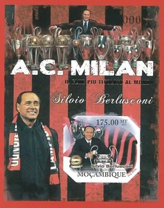 -- BERLUSCONI -- MILAN AC - 2011  Foglietto MOZAMBIQUE - Berlusca NON PERFORTATO - Picture 1 of 1
