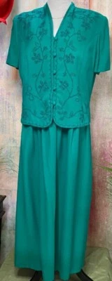 Maxi VESTIDO de Colección Karin Stevens Bordado Mujer 8 Superposiciones Plisado Cápsula Armario Foto 1 de 4