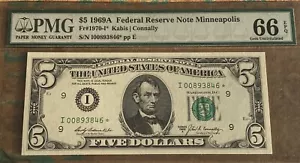 $5 1969A FRN 1970-I* Minneapolis STAR PMG 66EPQ Almost TOP POP 1 finer - Picture 1 of 2