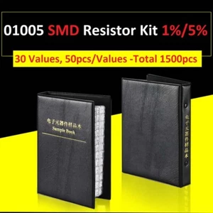 01005 Campione Libro Componente 1%/5% Resistenze SMD Assortimento Kit 30 Valori 1500pz - Foto 1 di 8