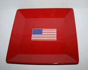 Waechtersbach Germany Red 10" Square Serving Platter with American Flag HTF - Picture 1 of 4