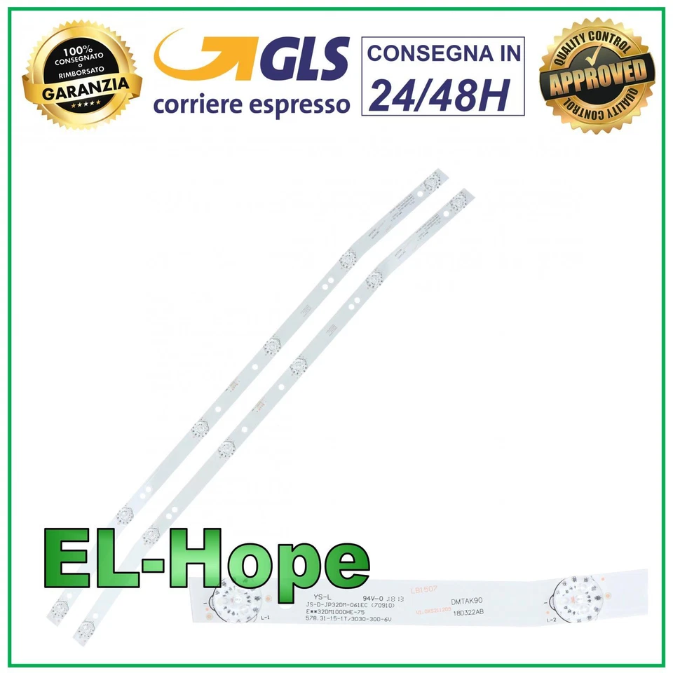 KIT 2 BARRE STRIP 6 LED PER TV 32" AKAI JS-D-JP32DM-061EC MS-L2082 V1 V2