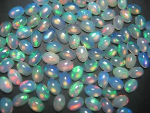 Unheated Ethiopian Opal 4X6 MM Oval Shape Loose Gemstone Cabochon - Picture 1 of 9
