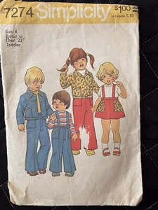 SIMPLICITY 7274 TODDLERS' SIZE 4 JACKET PANTS SKIRT & SUSPENDERS OVERALLS - Picture 1 of 2