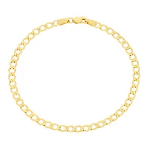 10K Yellow Gold 3.5mm Italian Curb Cuban Chain Link Bracelet or Anklet 7" 8" 9" - Picture 1 of 66