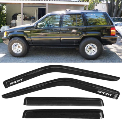 Fits 93-98 Jeep Grand Cherokee Window Visors Smoke Shade Guard Acrylic w/ SPORT Foto 1 de 4