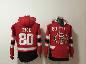 NFL San Francisco 49ers #80 Jerry Rice Jersey Hoodie Embroidered Size M MEDIUM