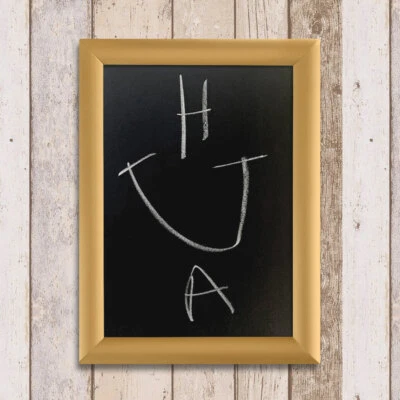 ALUMINIUM BLACKBOARD CHALK BOARD GOLD BRASS FRAMED NOTICE OFF MENU DISPLAY INFO - Image 1 of 4