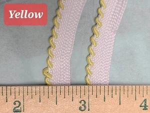 1/8" Lip Cord Trim Whipstitch Piping Trim Lip Cording YELLOW On White 6 Yards - Picture 1 of 1