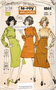 1970s Vintage Sewing Pattern Bust 34" DRESS (1936) Le Roy Weldons 8844 - Picture 1 of 2
