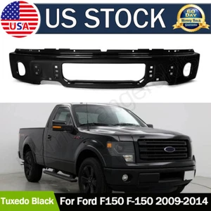 1x Tuxedo Black Front Bumper Face Bar w/ Fog Light Hole For Ford F-150 2009-2014 - Picture 1 of 8