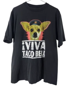 VTG Viva Taco Bell T-Shirt Sz L Chihuahua Double Sided Graphic Tee Short Sleeve - Picture 1 of 11