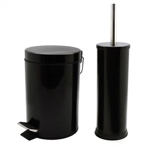 PATTUMIERA A PEDALE BAGNO FINITURA NERO OPACO PICCOLA 3 LITRI SET SPAZZOLE WC CONFEZIONE DA 6 - Foto 1 di 4