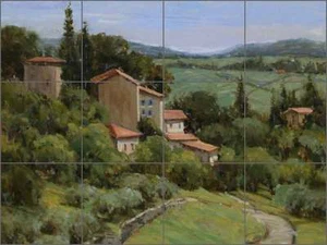 Ceramic Tile Backsplash Mural Crowe Tuscan Olive Landscape Art JAC076 - Picture 1 of 4