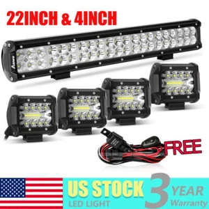 20inch 280W LED Work Light Bar + 4'' Tri-row Combo Offroad Driving 4WD Truck ATV - Picture 1 of 12