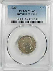 1939 JEFFERSON NICKEL 5C REV OF 1940 PCGS CERTIFIED MS 66 MINT STATE UNC (239) - Picture 1 of 4