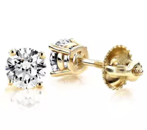 1,5 KT Diamant Ohrstecker 14K Gelbgold Natur Rund Schliff Brillant GIA - Bild 1 von 8