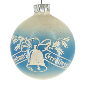 Vintage unversilbertes Glas ombre blau Weihnachtsgrüße Ornament glänzend Brite - Bild 1 von 6