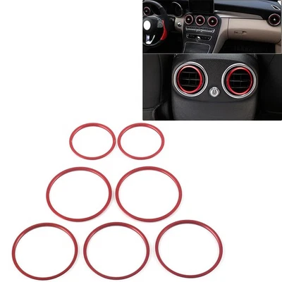 AC Air Vent Outlet Inner Ring Cover Trim For Mercedes Benz C Class W205 Red 7Pcs - Image 1 of 4