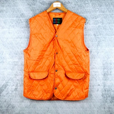 One by One Gilet Homme 164 Orange Nylon Matelassé Boutons Poche Sans Manches - Photo 1/4
