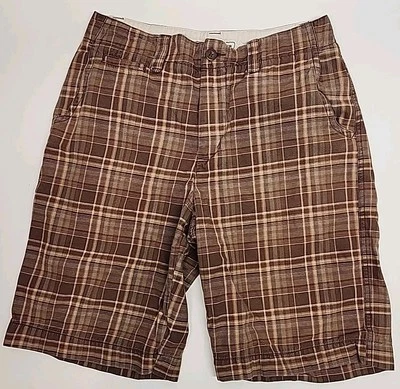 Pantalones Cortos URBAN PIPELINE Para Hombre Talla 32 Marrón Rayas Cuadros Frente Plano Marrón Foto 1 de 4
