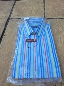Hackett Shirt Mens Extra Large Fullam Collar Red Yellow Blue Strips Button Up - Picture 1 of 3