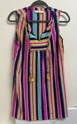 Vestido de seda para mujer Alice & Trixie talla pequeña sin mangas multicolor en zigzag Foto 1 de 4