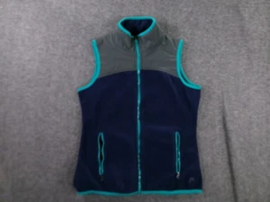 Kopf Weste Damen XS dunkelblau grau Full Zip Fleece ärmellos Outdoor Wandern - Bild 1 von 13
